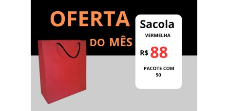 Sacola Cor Vermelha - Medida 25 x 21 x 9